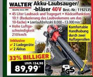 WALTER® Akku-Laubsauger/-bläser 40V