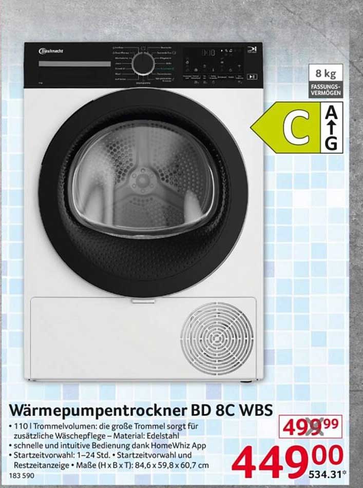 Wärmepumpentrockner BD 8C WBS