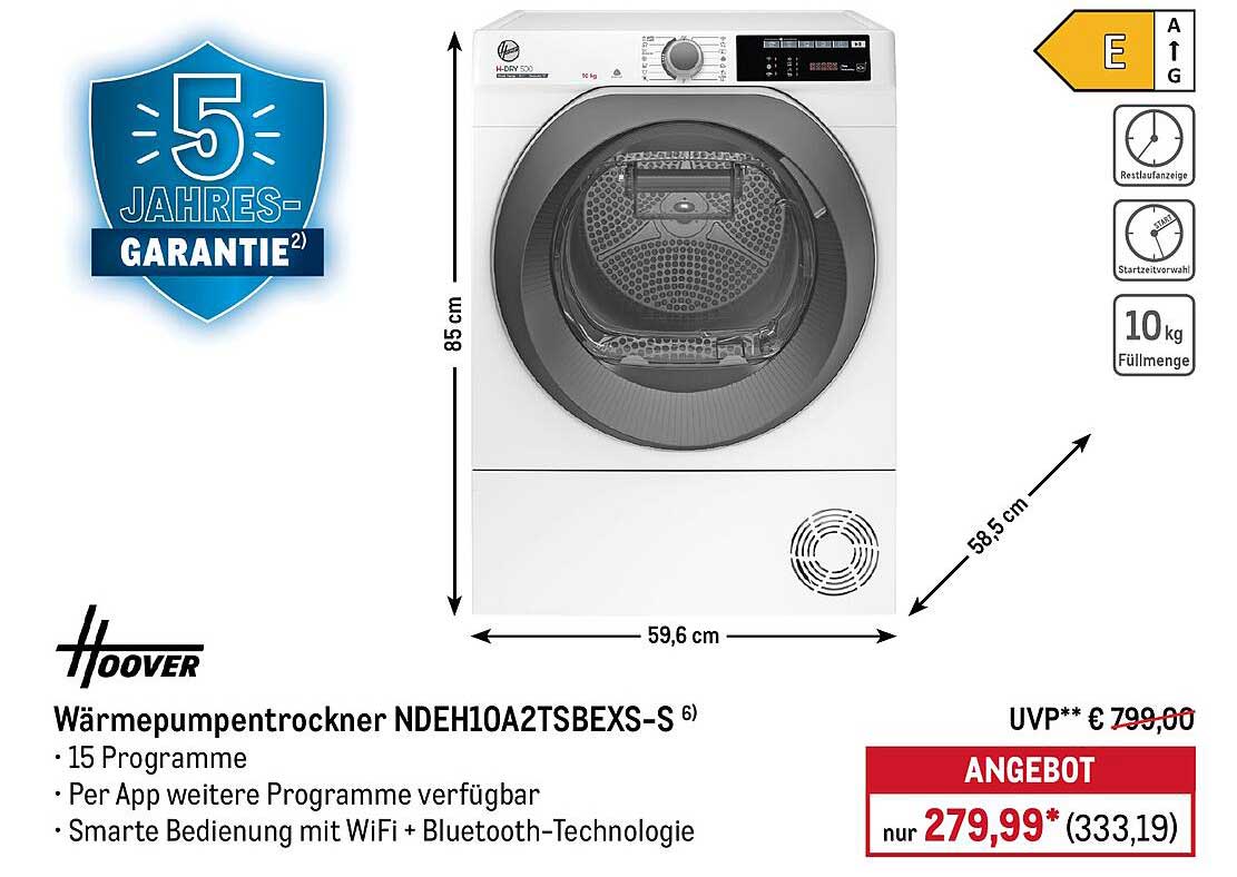 Wärmepumpentrockner NDEH10A2TSBEXS-S von Hoover