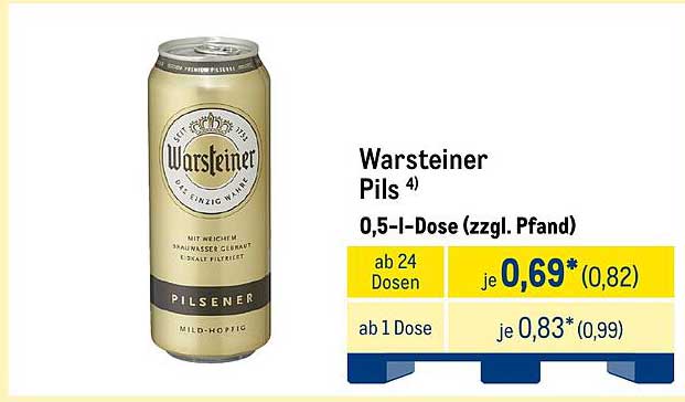 Warsteiner Pils 0,5-l-Dose (zzgl. Pfand)