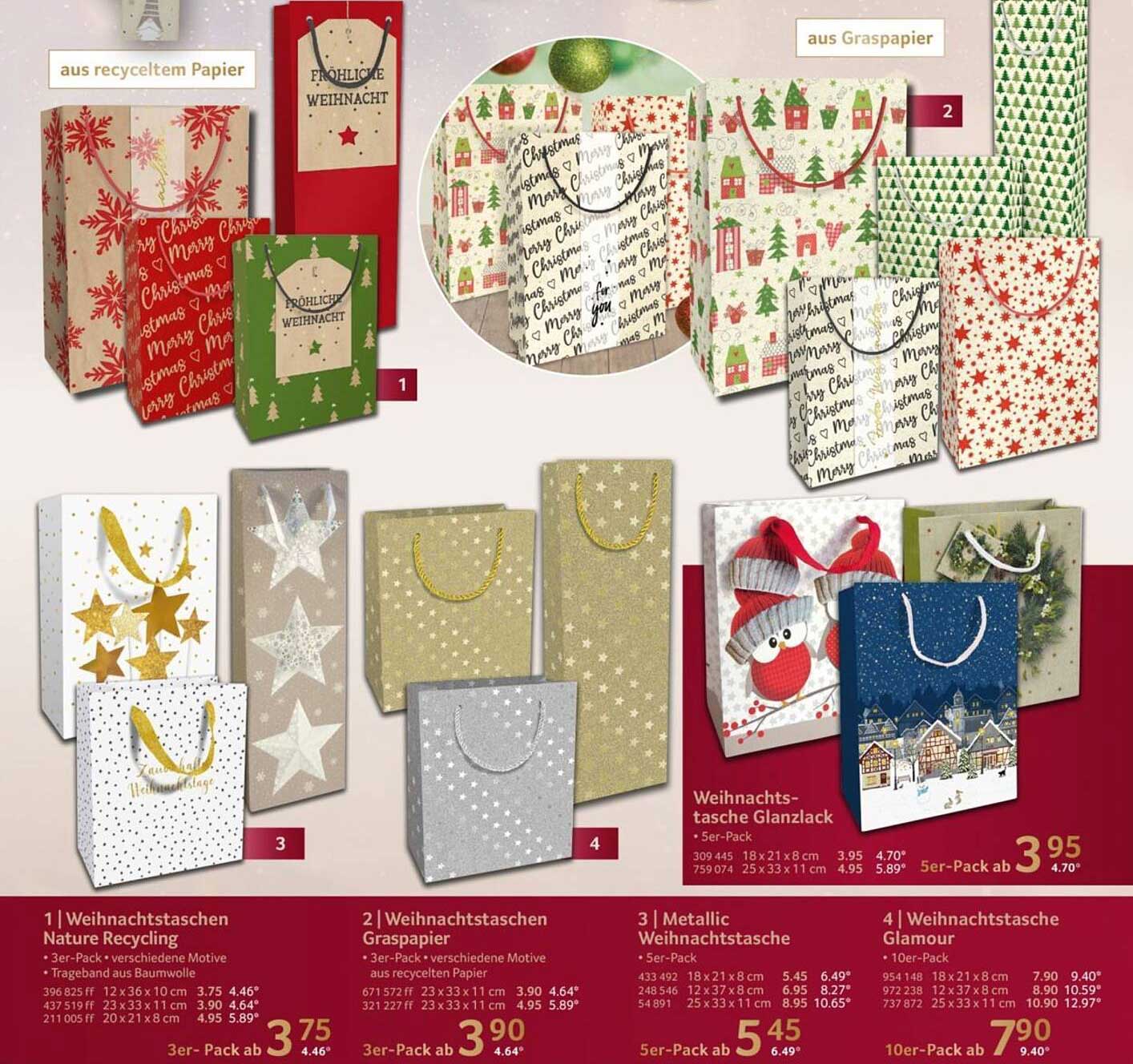 Weihnachtstaschen Glanzlack - 5er-Pack