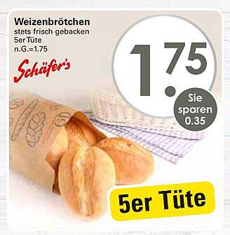 Weizenbrötchen 5er Tüte - stets frisch gebacken von Schäfer's