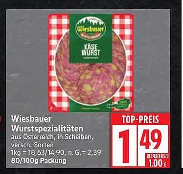 Wiesbauer Wurstspezialitäten Käse Wurst
