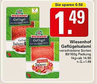 Wiesenhof Geflügelsalami verschiedene Sorten 80/100g Packung