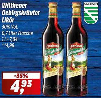 Wilthener Gebirgskräuter Likör 0,7 Liter