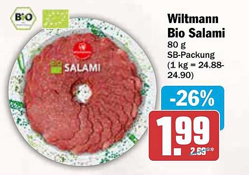 Wiltmann Bio Salami 80 g SB-Packung