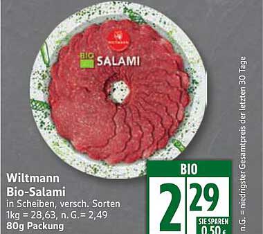 Wiltmann Bio-Salami in Scheiben, verschiedene Sorten