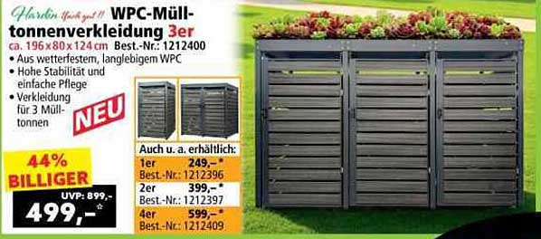 WPC-Mülltonnenverkleidung 3er