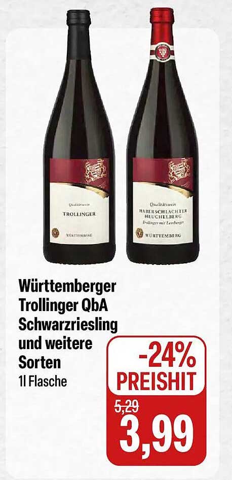Württemberg Trollinger QbA Schwarzriesling 1L Flasche