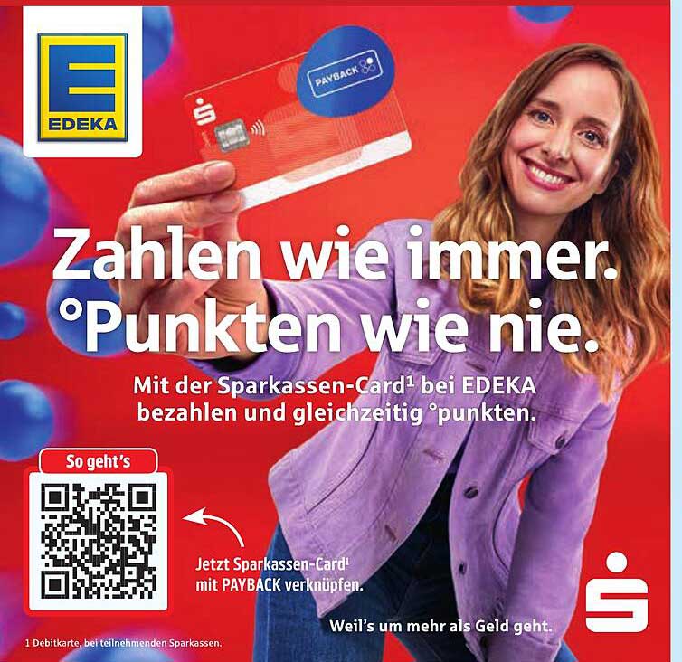 Zahlen wie immer. Punkten wie nie. Mit der Sparkassen-Card bei EDEKA