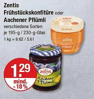Zentis Frühstücks-Konfitüre oder Aachener Pflümli