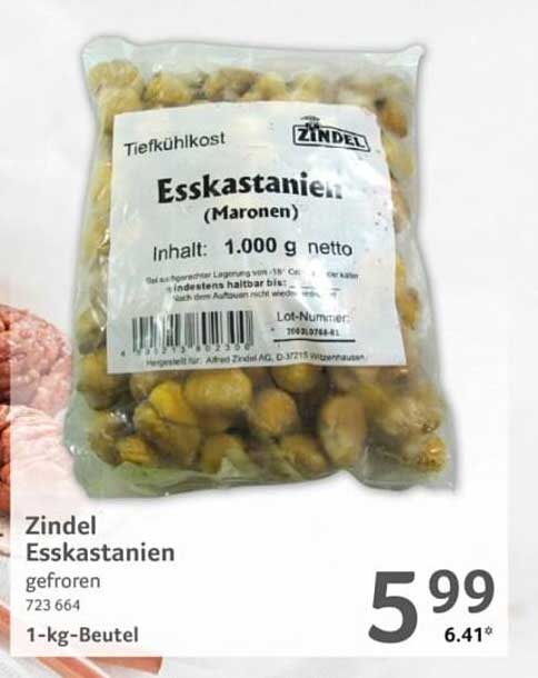 Zindel Esskastanien (Maronen) gefroren – 1-kg-Beutel