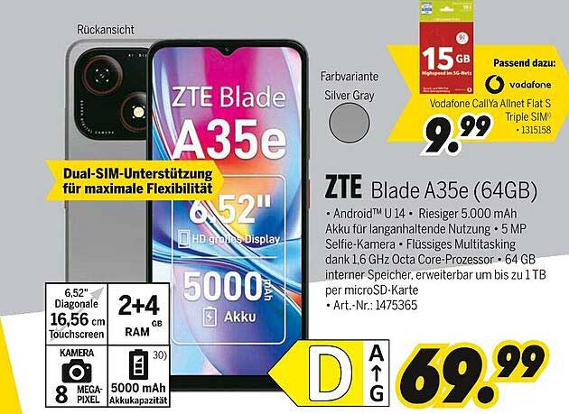 ZTE Blade A35e (64GB) - Das perfekte Smartphone für alle Lebenslagen