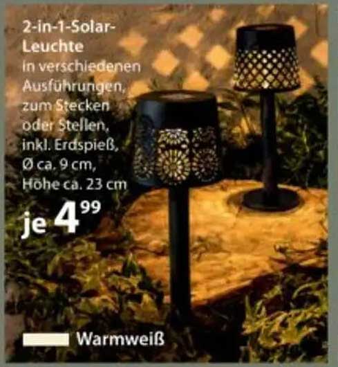 2-in-1-Solarleuchte in verschiedenen Ausführungen