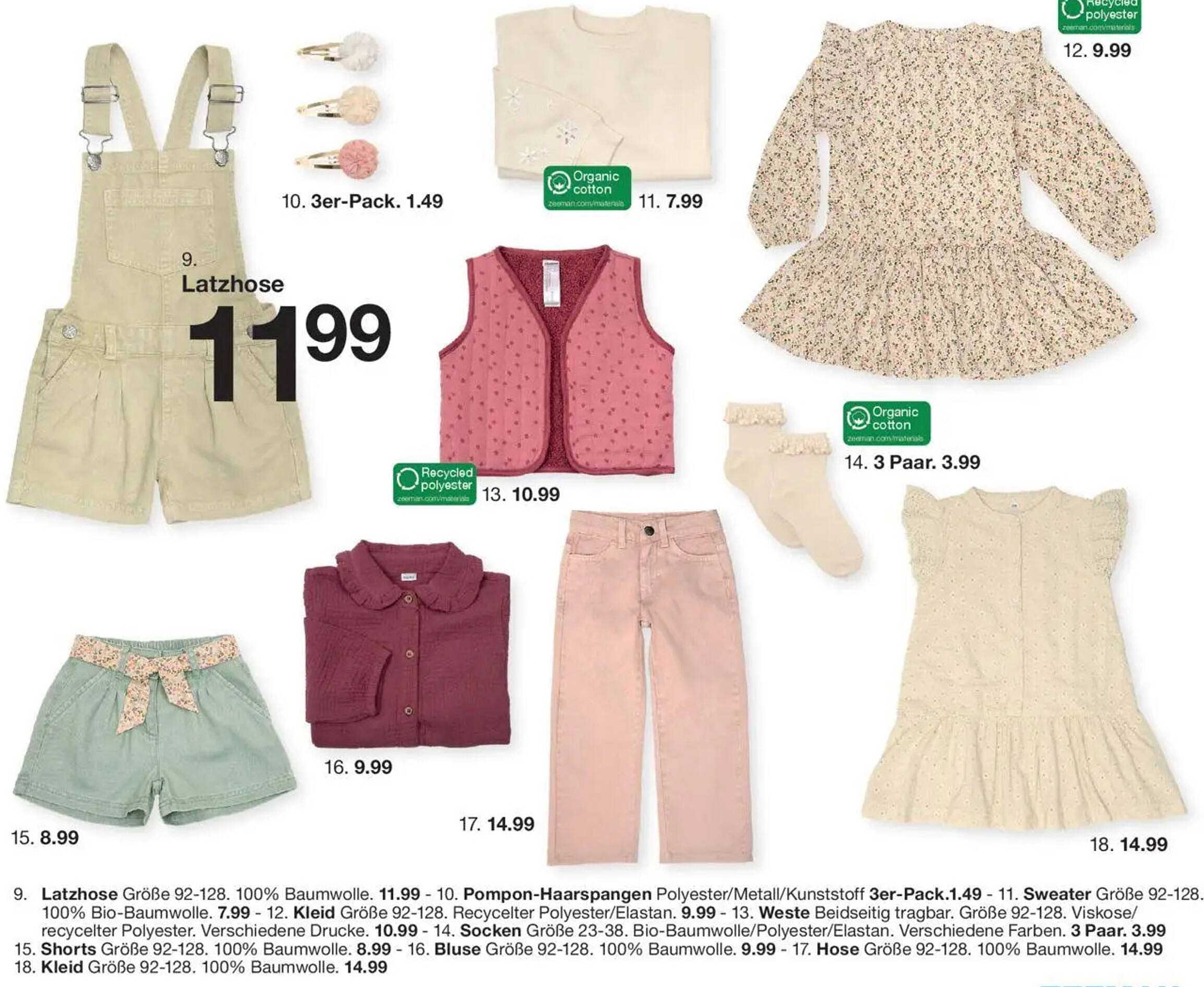 Latzhose Größe 92-128 - 100% Baumwolle