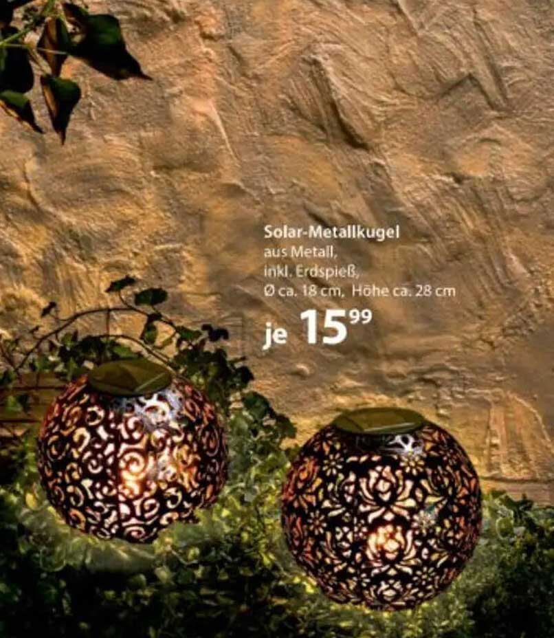 Solar-Metallkugel aus Metall, inkl. Erdspeiß, Ø ca. 18 cm, Höhe ca. 28 cm