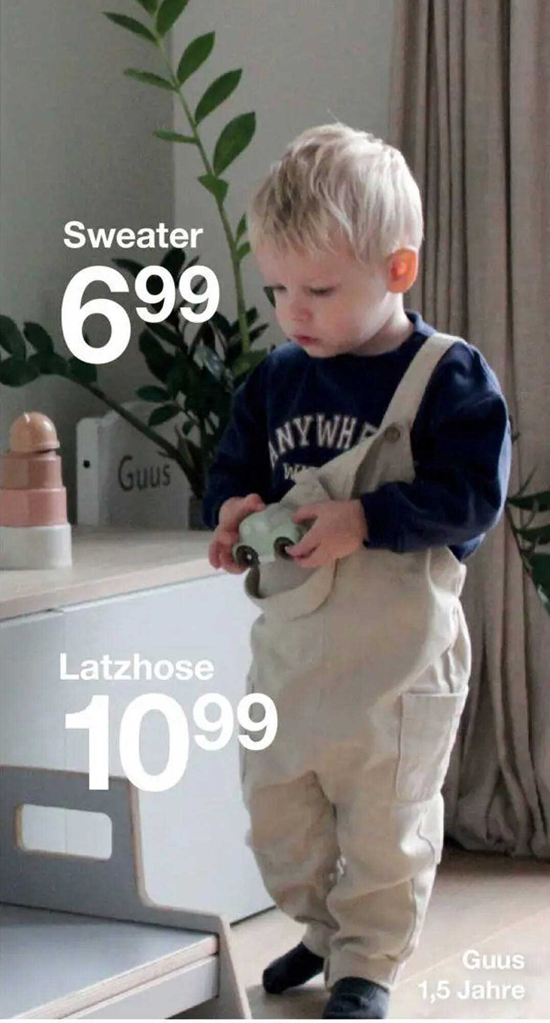 Sweater für 6,99 € und Latzhose für 10,99 €
