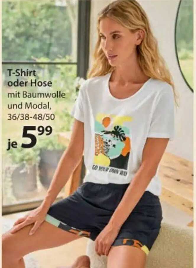 T-Shirt oder Hose mit Baumwolle und Modal, 36/38-48/50