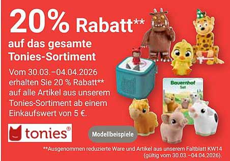 20% Rabatt auf das gesamte Tonies-Sortiment