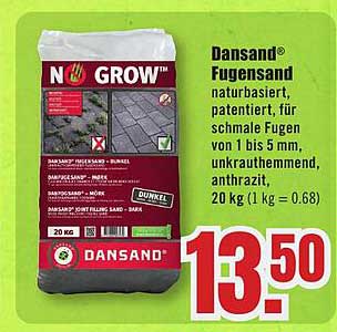 Dansand® Fugensand naturbasiert, patentiert, für schmale Fugen von 1 bis 5 mm, unkrauthemmend, anthrazit, 20 kg