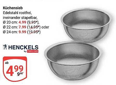 Küchensieb Edelstahl rostfrei, ineinander stapelbar, Ø 20 cm