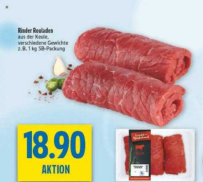 Rinder Rouladen aus der Keule, verschiedene Gewichte z.B. 1 kg SB-Packung