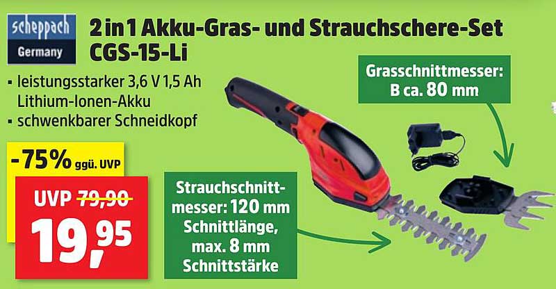 2 in 1 Akku-Gras- und Strauchscherer-Set CGS-15-Li