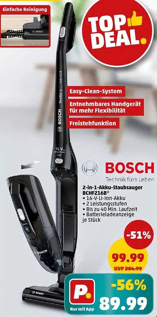 2-in-1-Akku-Staubsauger BCHF216B von Bosch - TOP DEAL!