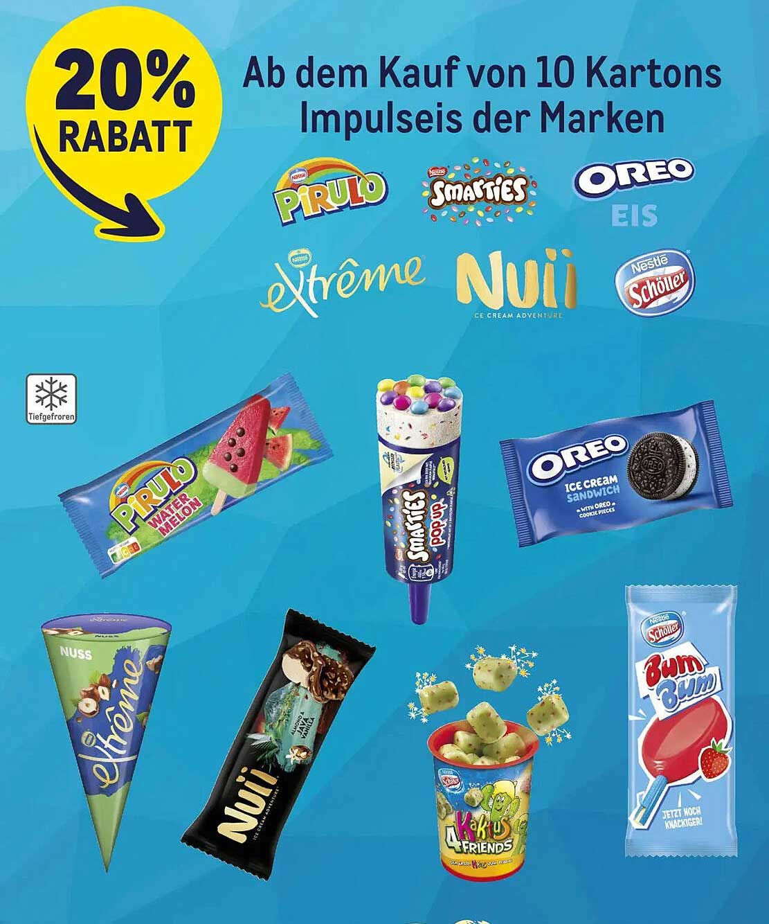 20% Rabatt auf Impulseis der Marken Pirulo, Smarties, Oreo, Nuui und mehr