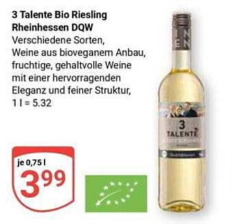 3 Talente Bio Riesling Rheinhessen DQW