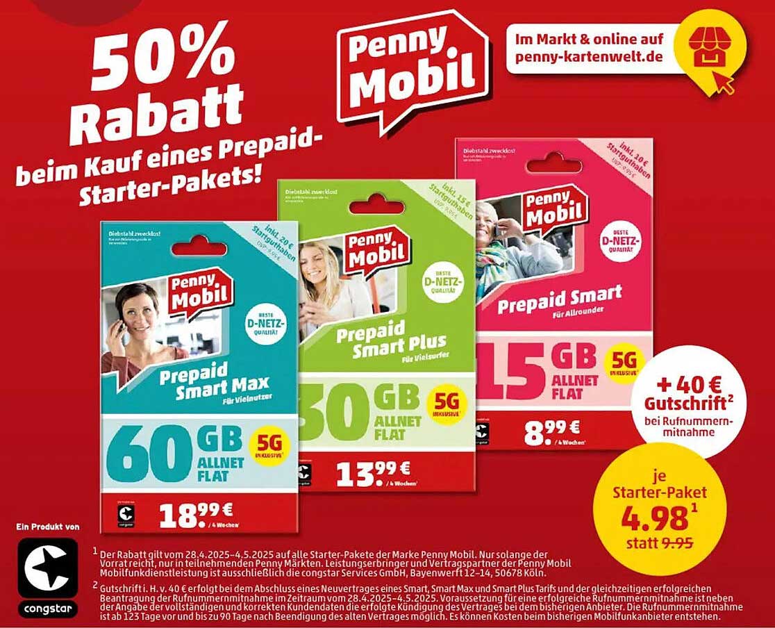 50% Rabatt beim Kauf eines Prepaid-Starter-Pakets!