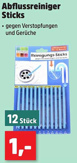 Abflussreiniger Sticks - 12 Stück für nur 1,-