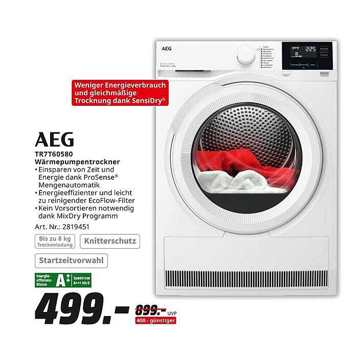 AEG TR7T60580 Wärmepumpentrockner