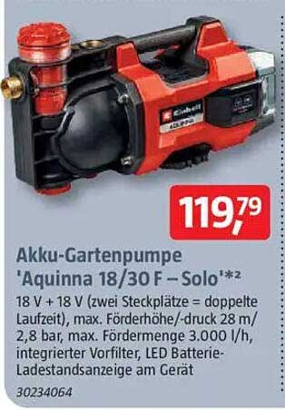 Akku-Gartenpumpe 'Aquinna 18/30 F - Solo'*2
