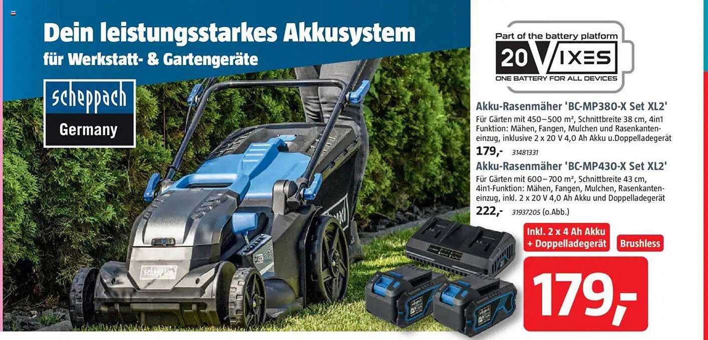 Akku-Rasenmäher 'BC-MP380-X Set XL2'