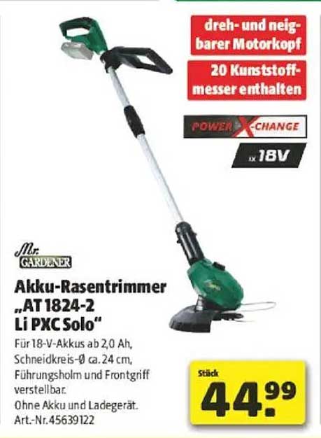 Akku-Rasentrimmer „AT 1824-2 Li PXC Solo“