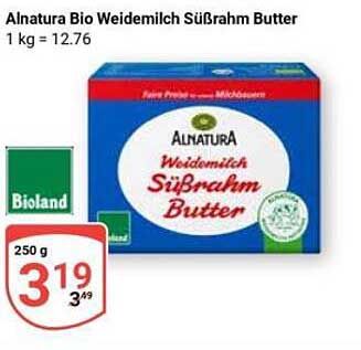 Alnatura Bio Weidemilch Süßrahm Butter 250 g