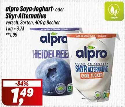 alpro Soya-Joghurt- oder Skyr-Alternative, 400 g Becher