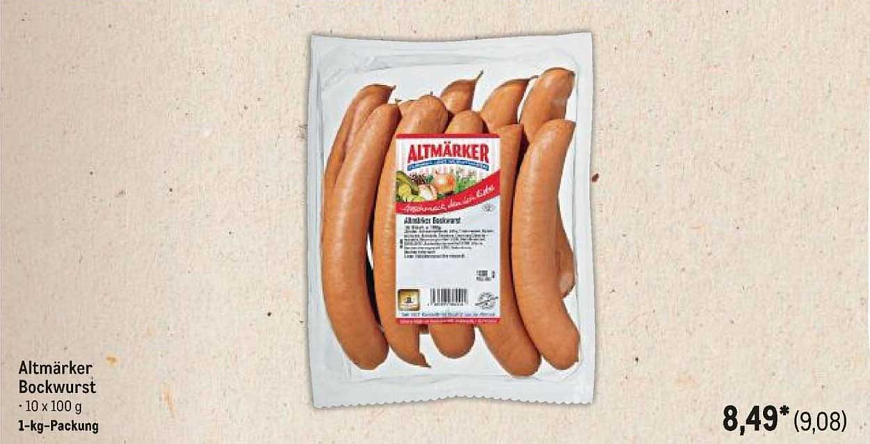 Altmärker Bockwurst - 10 x 100 g in 1-kg-Packung