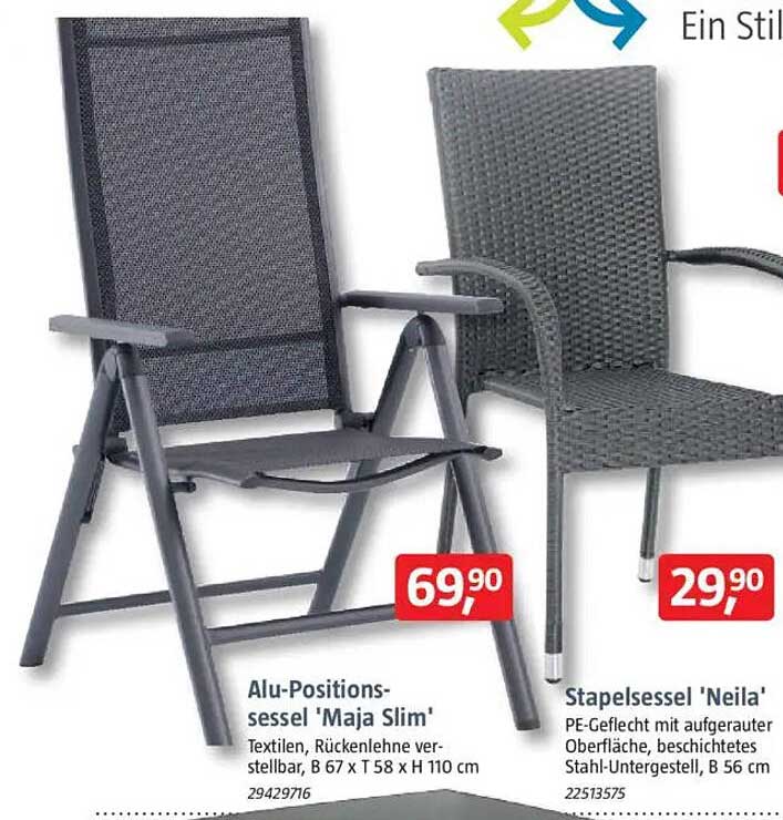 Alu-Positionssessel 'Maja Slim'