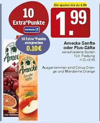 Amecke Sanfte oder Plus-Säfte verschiedene Sorten 1L Packung