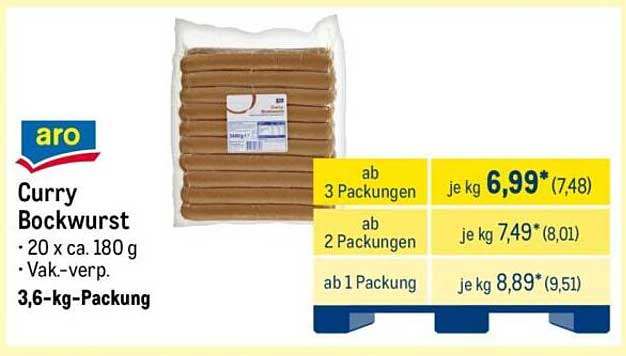 aro Curry Bockwurst – 20 x ca. 180 g