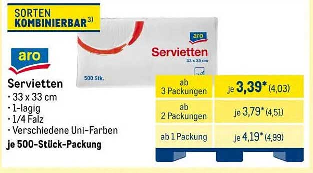 aro Servietten 500 Stück - Ideal für jede Gelegenheit