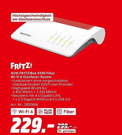 AVM FRITZ!Box 5590 Fiber Wi-Fi 6 Glasfaser-Router