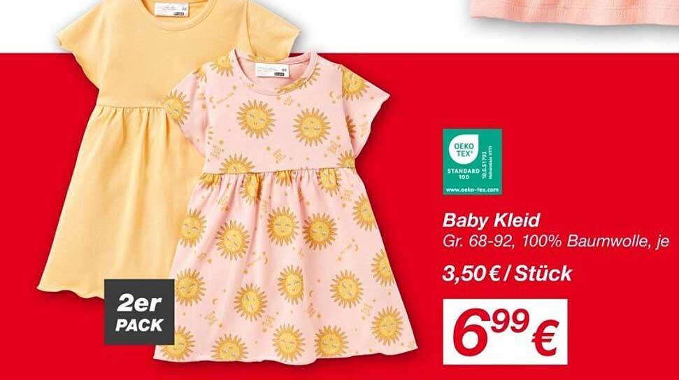 Baby Kleid 2er Pack - Gr. 68-92, 100% Baumwolle