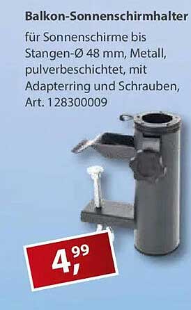 Balkon-Sonnenschirmhalter für Sonnenschirme bis Stangen-Ø 48 mm