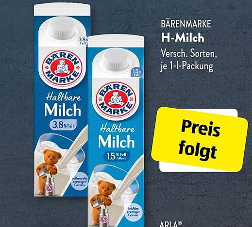 BÄRENMARKE H-Milch – Halbbar, verschiedene Sorten im 1-Liter-Pack