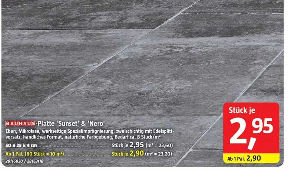 BAUHAUS-Platte 'Sunset' & 'Nero'
