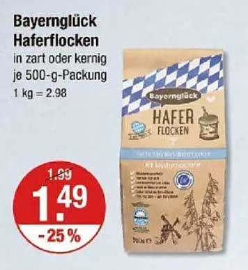 Bayernglück Haferflocken in zart oder kernig je 500-g-Packung