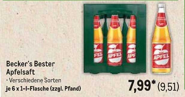 Becker's Bester Apfelsaft - Verschiedene Sorten